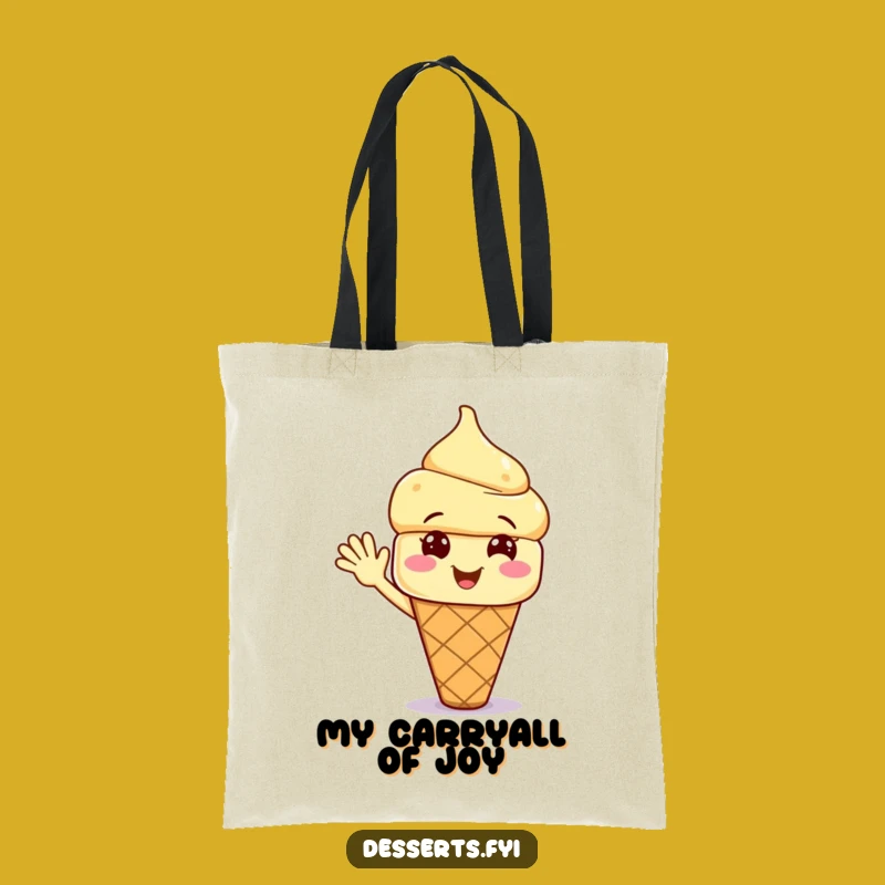 Funny Waving Ice Cream Tote Bag: Carry Your Essentials with Sweet, Cheerful Humor