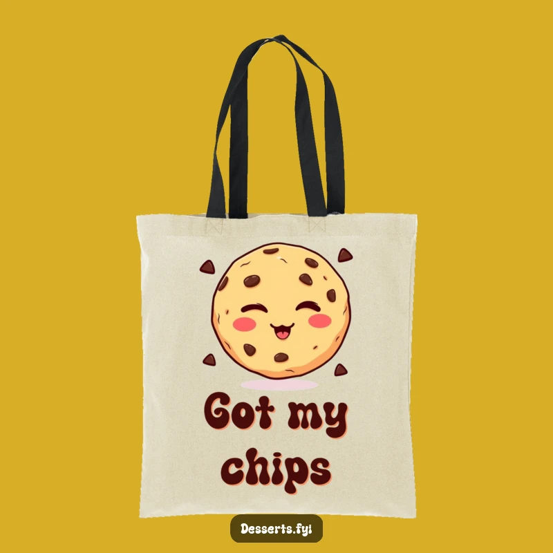 Funny Winking Cookie Tote Bag, Stylish Chocolate Chip Accessory, Perfect Humorous Shopping Gift