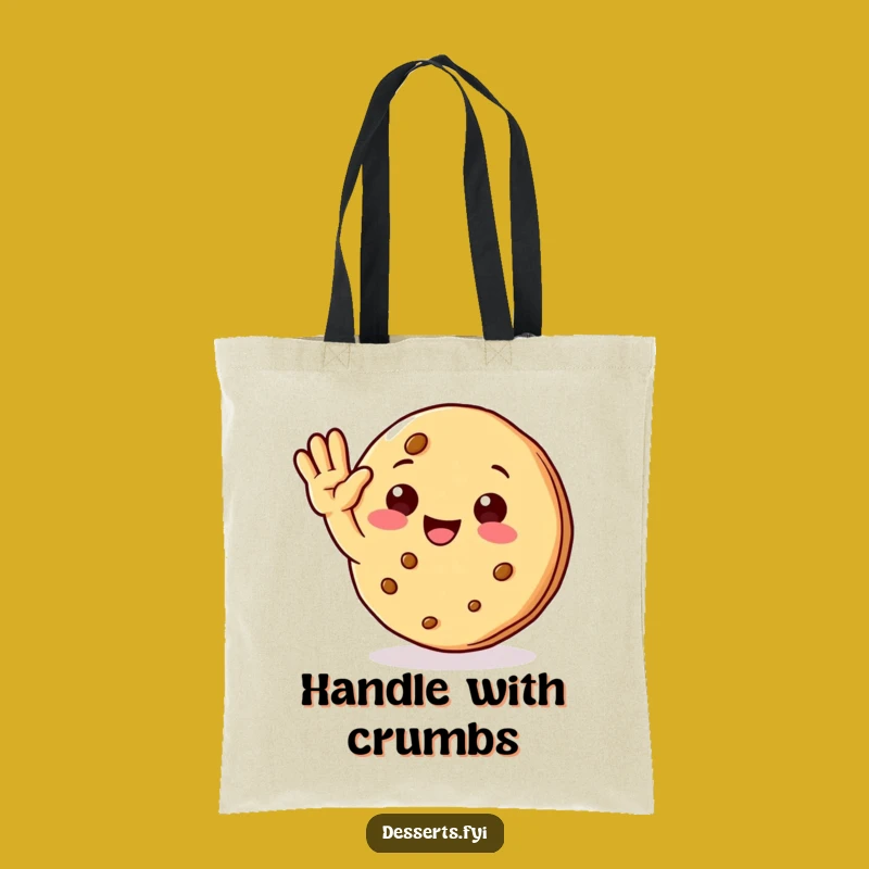 Funny Cookie Character Tote Bag: Cheerful Wave, Your Perfect Carry-All Funny Gift