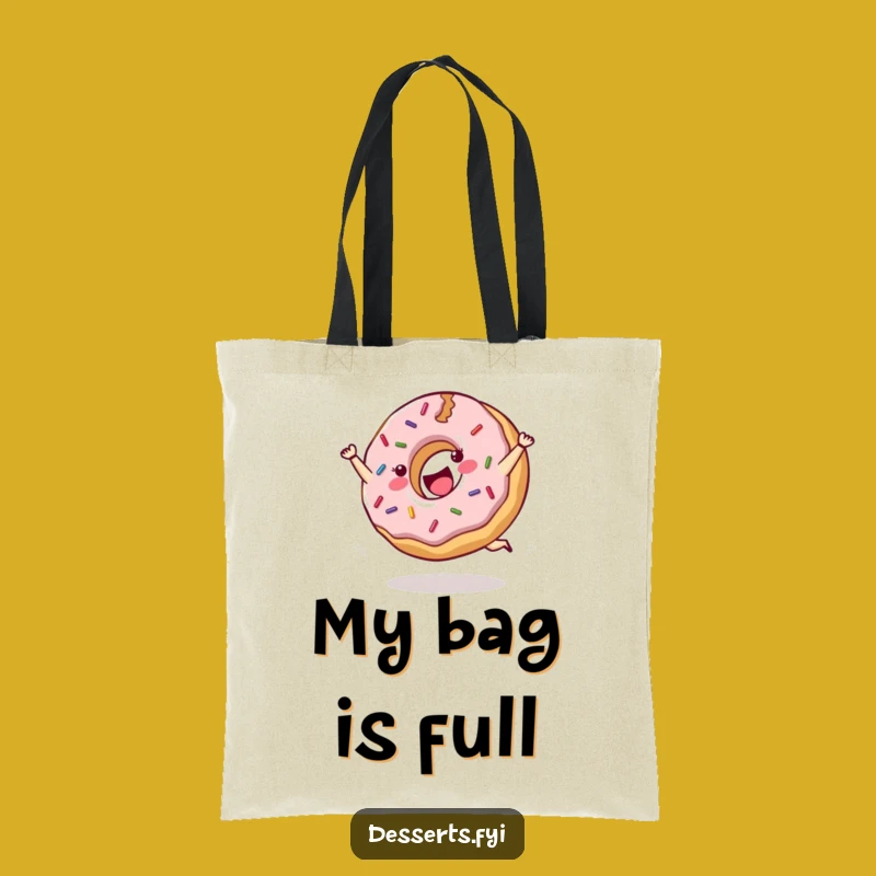 Funny Cartwheeling Donut Tote Bag: Carry Sprinkles & Smiles